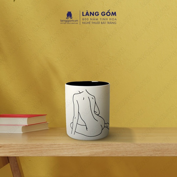 Lọ hoa Men mát họa tiết vẽ cô gái