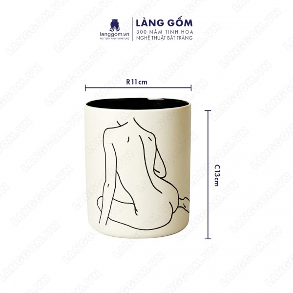Lọ hoa Men mát họa tiết vẽ cô gái