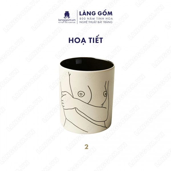 Lọ hoa Men mát họa tiết vẽ cô gái