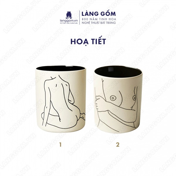 Lọ hoa Men mát họa tiết vẽ cô gái