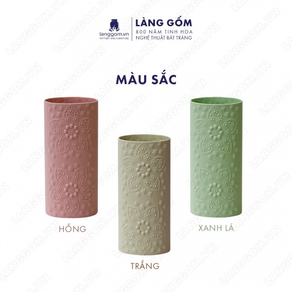 Lọ hoa Men mát đắp nổi