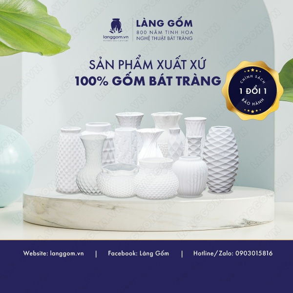 Lọ hoa Men trắng dâu béo