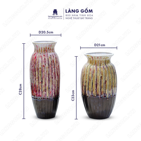 Lọ hoa Men chảy múi đều miệng xòe