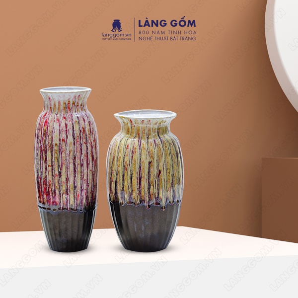 Lọ hoa Men chảy múi đều miệng xòe