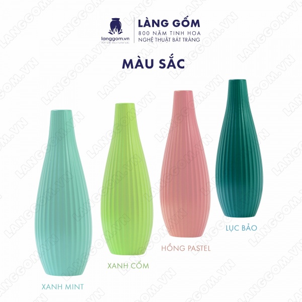 Lọ hoa Men mát bầu khía