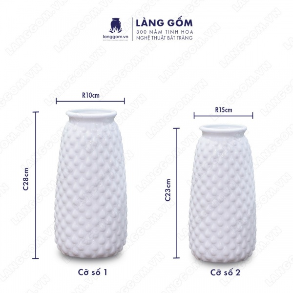 Lọ hoa Men trắng dâu cao
