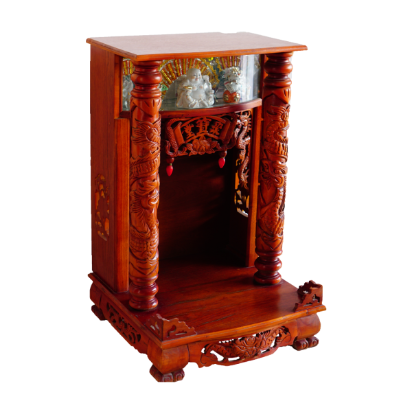 Tủ thần tài di lạc chân quỳ (trụ lớn gỗ nguyên) 6198